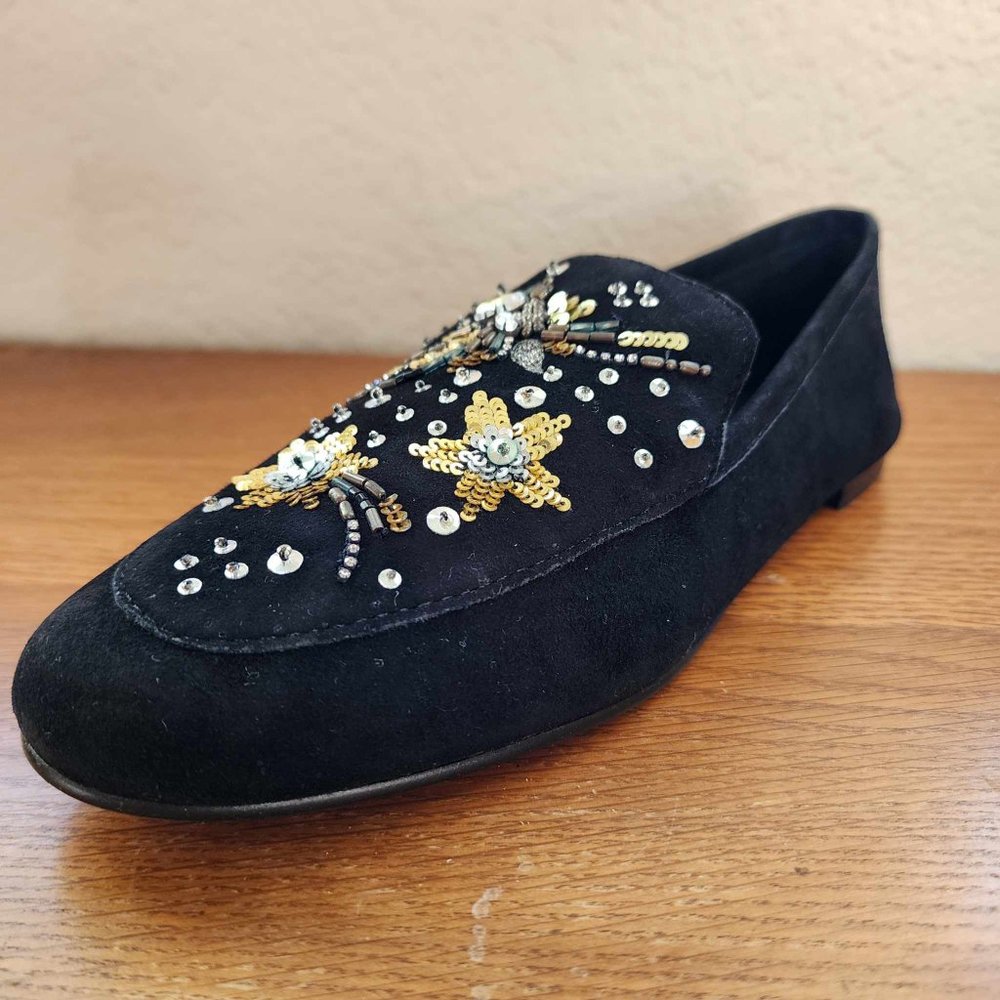 New Rebecca Minkoff Raine Embroidered Suede Loafers - Size 5